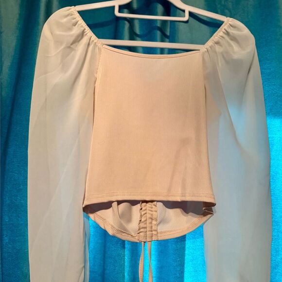 Cream Ruched Women's Top - Picture 2 of 6